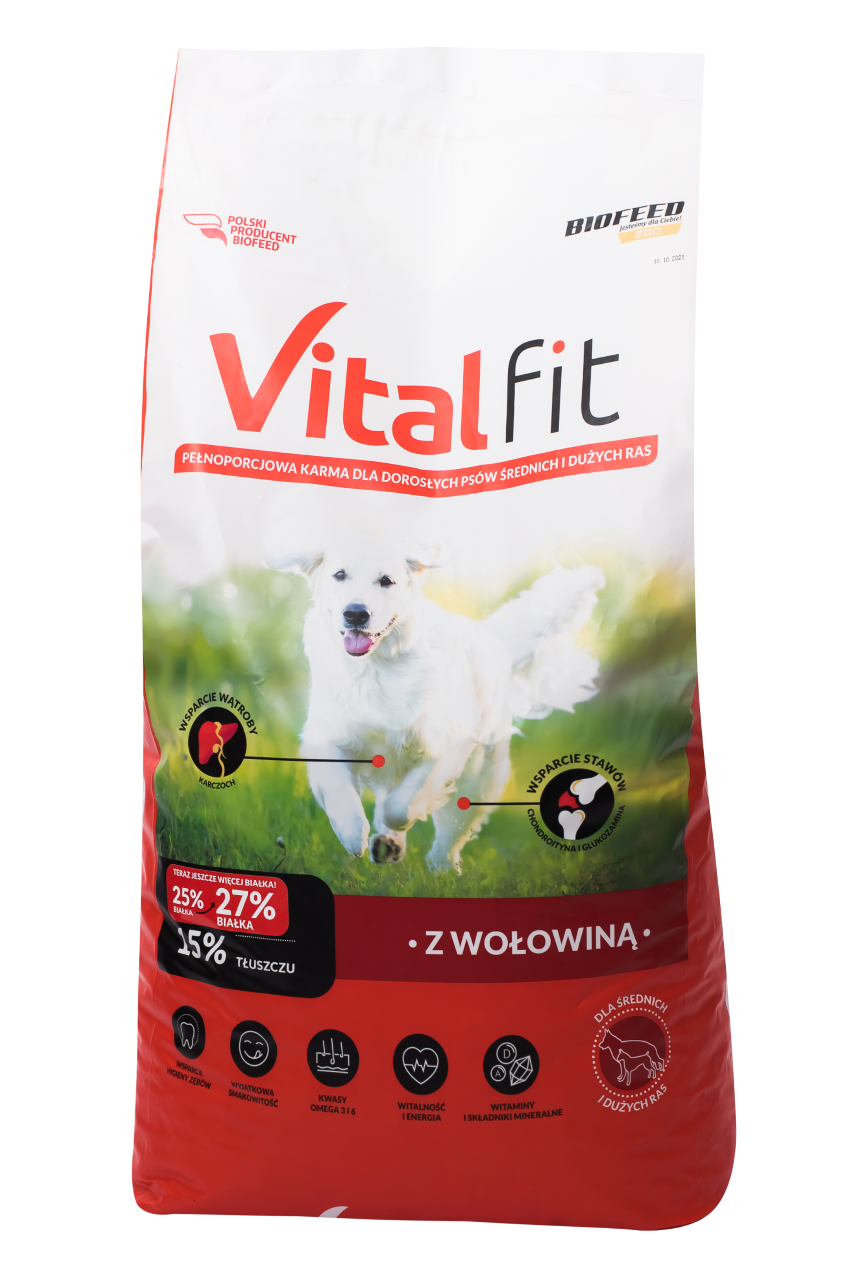 Сухий корм для собак BIOFEED VITAL FIT Adult, середніх і великих порід, з яловичиною, 15кг